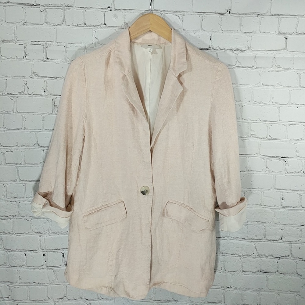 Bp I Blush Pink Crunch Linen Blazer XS